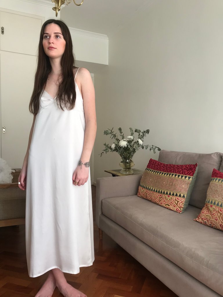 LUCIA - Natural Silk Slip Dress - Natural White