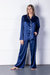 Pilar-Long Satin Pajama Set - Blue