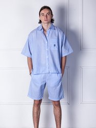 TOTEM - Men´s Short Pajama Set in cotton and linen - Light blue