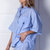 Totem-Striped Short Cotton/Linen Pajama Set