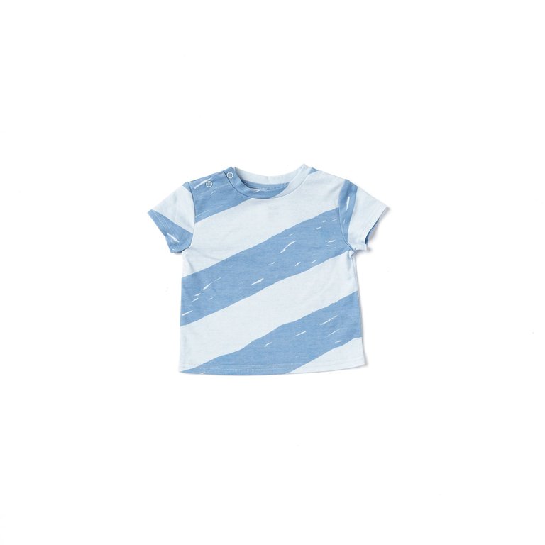 Baby Boxy T-Shirt with Stripes Blue OM512B - Blue
