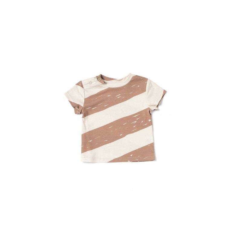 Baby Boxy T-Shirt with Stripes Mocha OM512B - Mocha