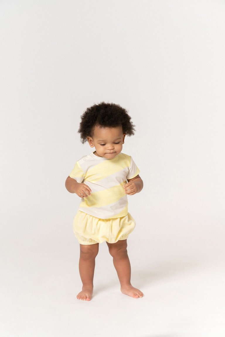 Baby Boxy T-Shirt With Stripes Yellow OM512B