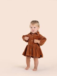 Baby Corduroy Shirt Dress - Beige