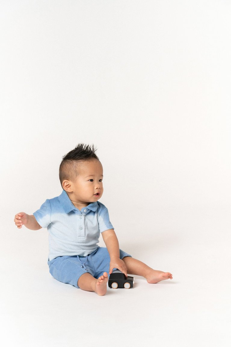 Baby Polo Shirt In Terry - Blue Ombre