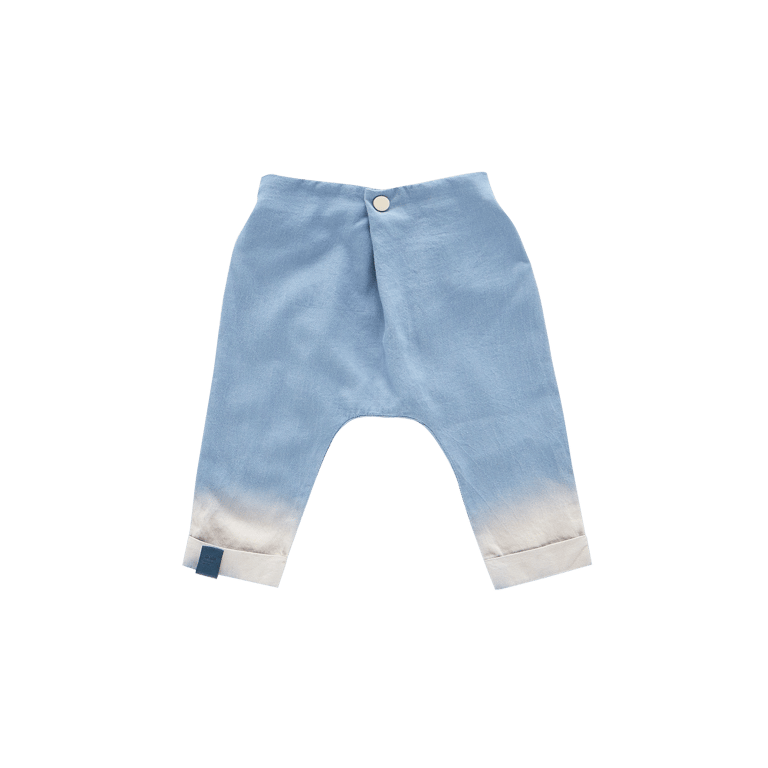 Denim Baby Joggers with Front Pleat - Light Blue