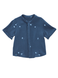 Gauze Button Up Shirt - Navy