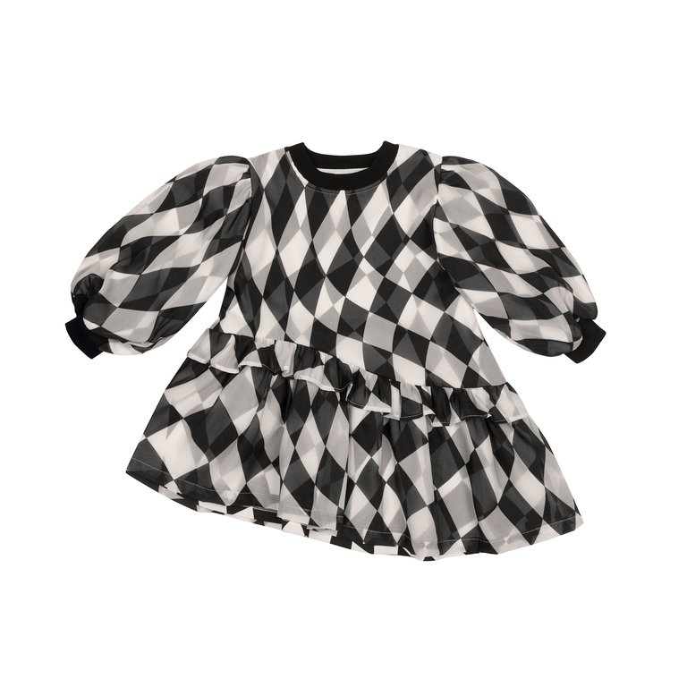 Girls Hi-Low Organza & Terry Dress | Black  - Black