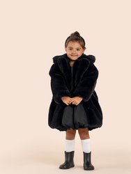 Kids Faux Fur Coat - Black