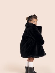 Kids Faux Fur Coat - Black