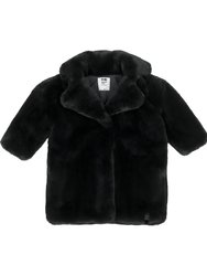 Kids Faux Fur Coat - Black - Black