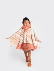 Kids Plaid Blanket Poncho | Beige OM535