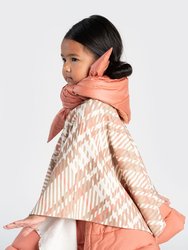 Kids Plaid Blanket Poncho | Beige OM535