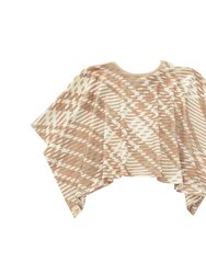 Kids Plaid Blanket Poncho | Beige OM535