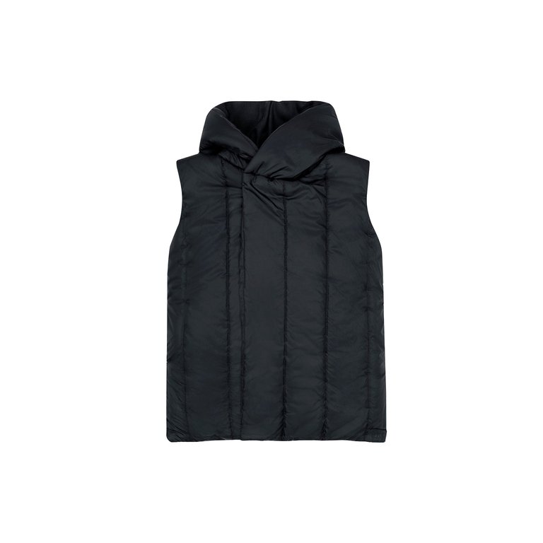 Kids Quilted Nylon Long Vest L Black - Black