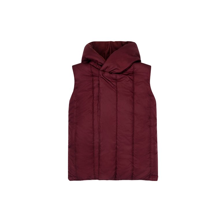 Kids Quilted Nylon Long Vest | Maroon - Maroon