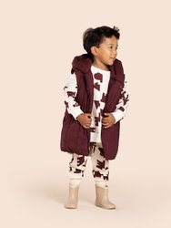 Kids Quilted Nylon Long Vest | Maroon