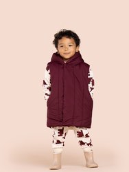 Kids Quilted Nylon Long Vest | Maroon