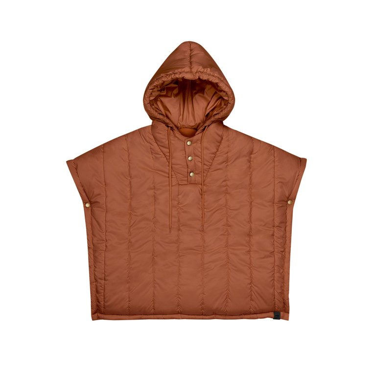 Kids Quilted Nylon Poncho - Rust