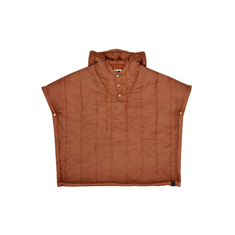 Kids Quilted Nylon Poncho - Rust - Rust