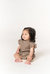 Baby Girl Jersey Top with Knife Pleated Sleeve Ruffle - Mocha
