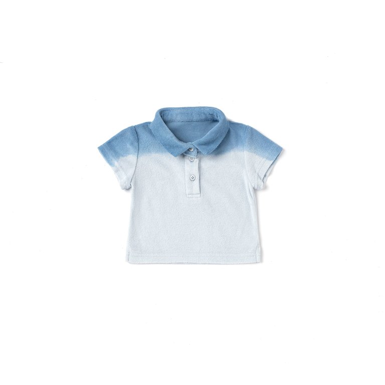 Baby Polo Shirt In Terry - Blue Ombre - Blue Ombre