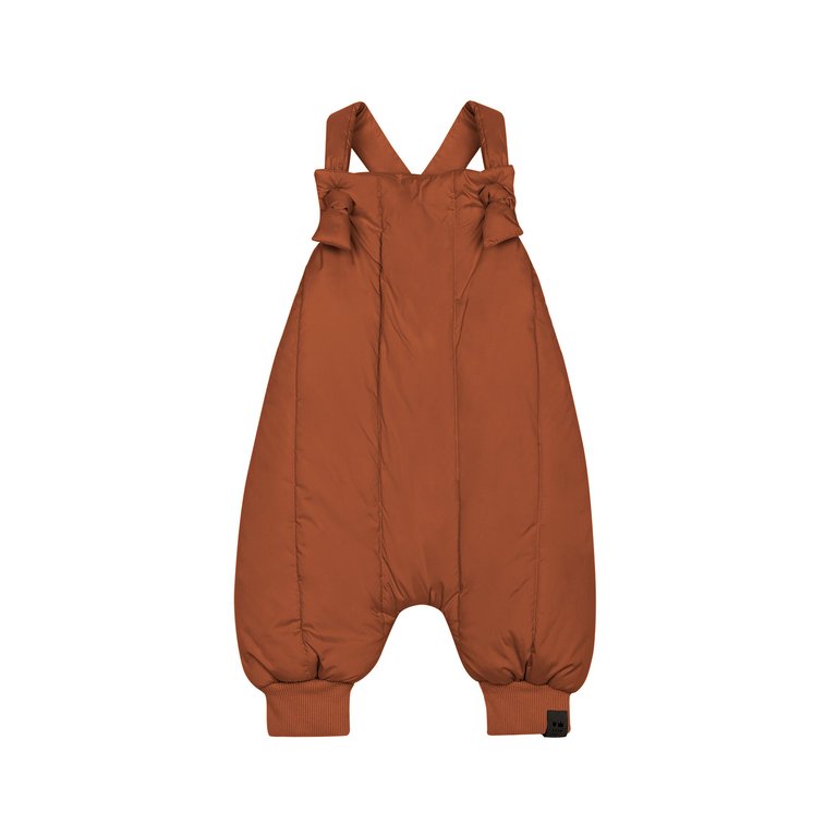 Baby Quilted Dungarees In Nylon - Rust - Rust