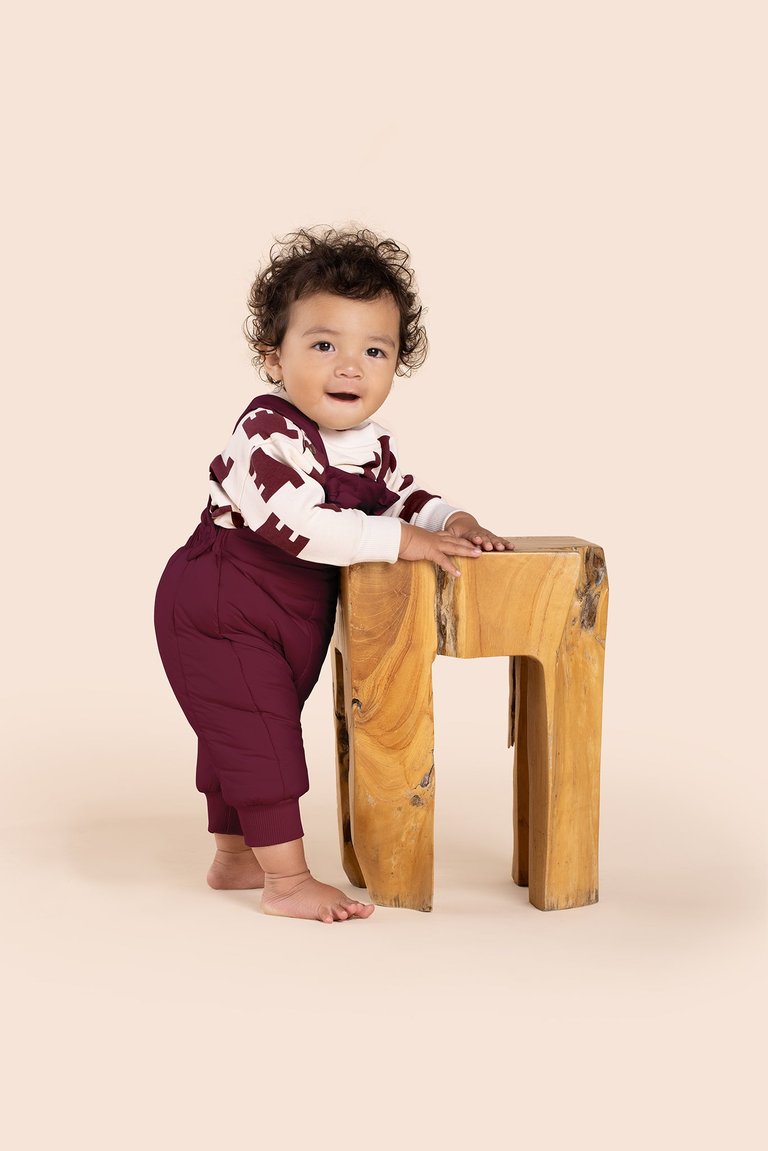 Baby Quilted Dungarees - Maroon