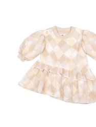 Baby Terry And Organza Dress - Beige - Beige