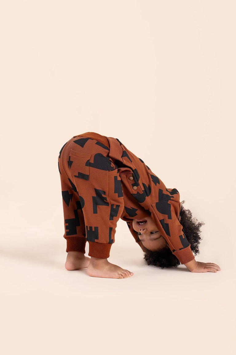 Baby Terry Joggers With Print - Rust