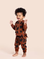 Baby Terry Joggers With Print - Rust