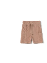 Baby Terry Pull-Up Shorts with Pockets | Mocha OM519 - Mocha