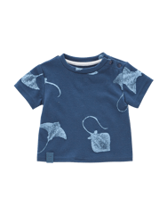 Boxy T-Shirt with All Over Print - Navy