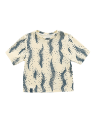 Boxy T-Shirt with All Over Print - Cream