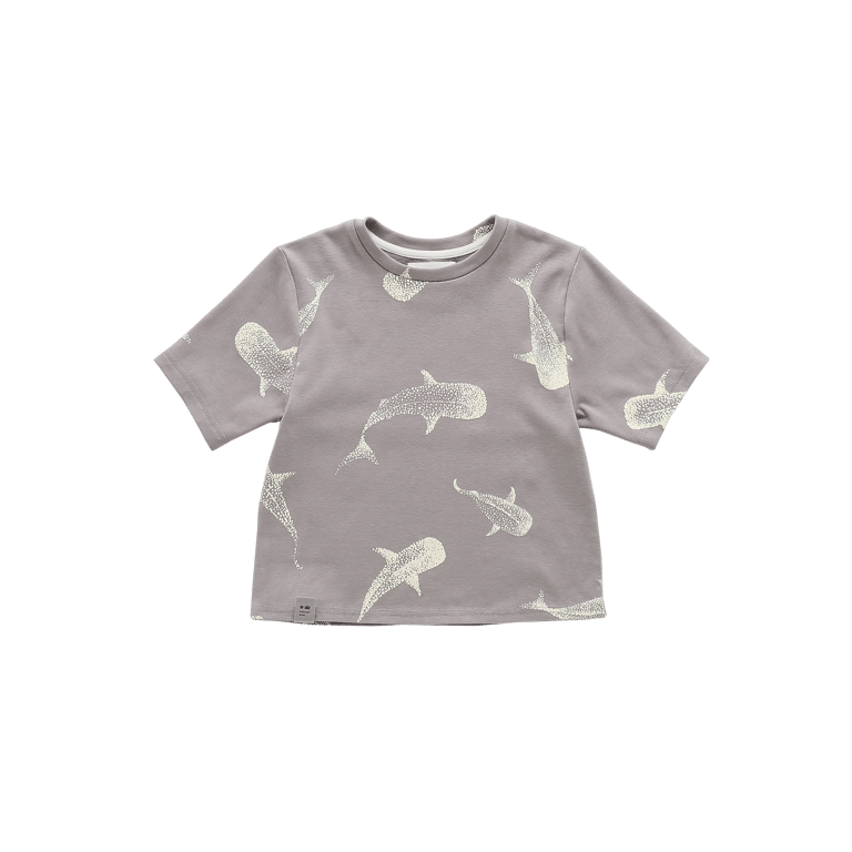 Boxy T-Shirt with All Over Print - Grey