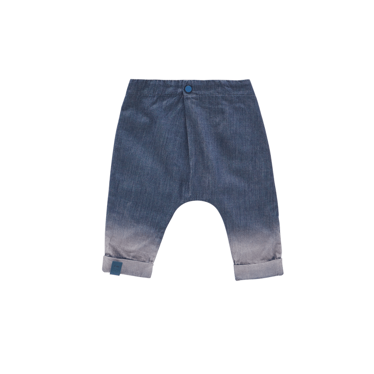 Denim Baby Joggers with Front Pleat - Indigo