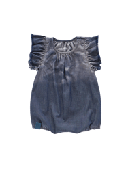 Denim Bubble Romper - Indigo