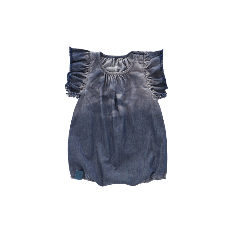 Denim Bubble Romper - Indigo