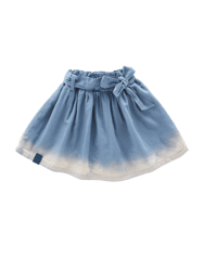 Denim Skirt with Belt - Light Blue