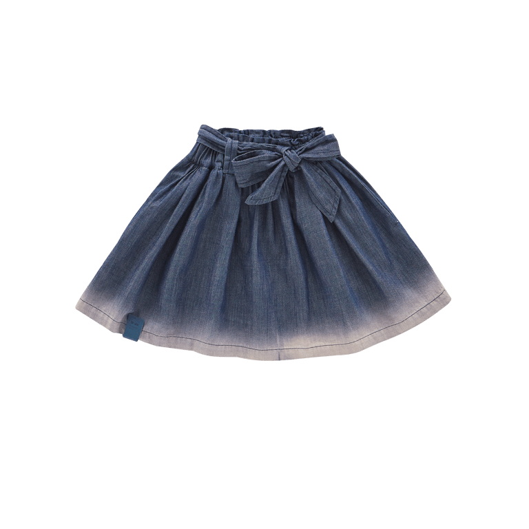 Denim Skirt with Belt - Indigo