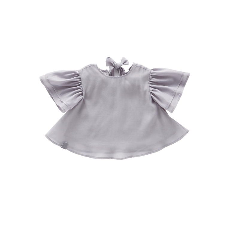 Girls Organza Layered Flared Top - Grey