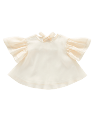 Girls Organza Layered Flared Top - Cream