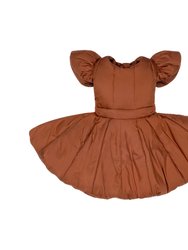 Girls Quilted Nylon Pinafore Dress - Rust - Rust