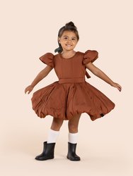 Girls Quilted Nylon Pinafore Dress - Rust