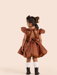 Girls Quilted Nylon Pinafore Dress - Rust