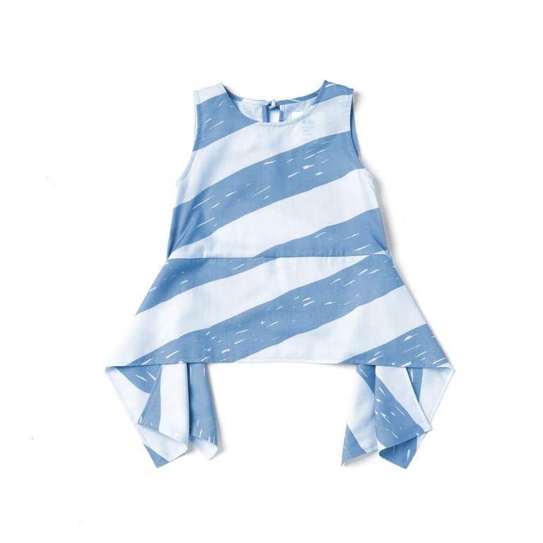 Girls Sleeveless Peplum Top with Side Tails | Blue OM492 - Blue
