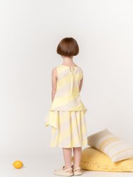 Girls Sleeveless Peplum Top with Side Tails | Yellow OM492