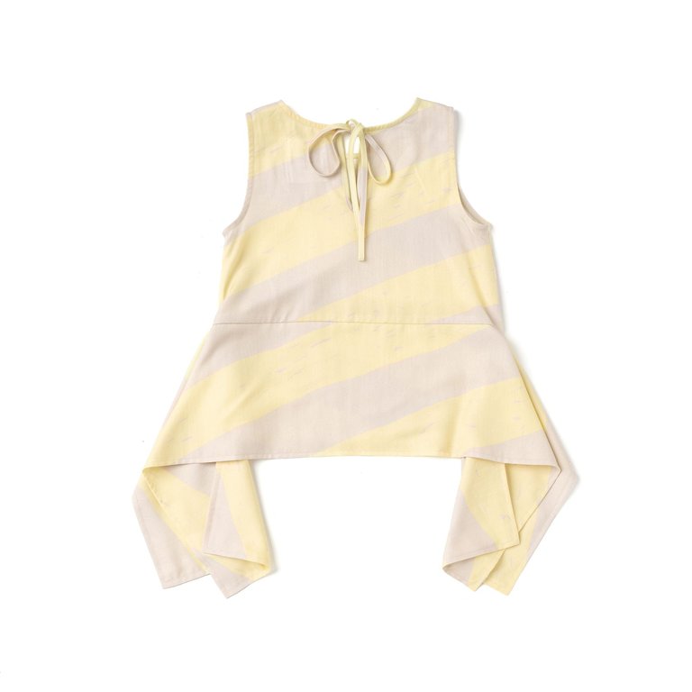 Girls Sleeveless Peplum Top with Side Tails | Yellow OM492