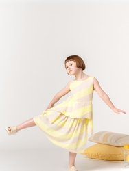 Girls Sleeveless Peplum Top with Side Tails | Yellow OM492