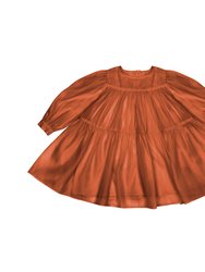 Girls Special Occasion Pleated Organza Dress - Rust